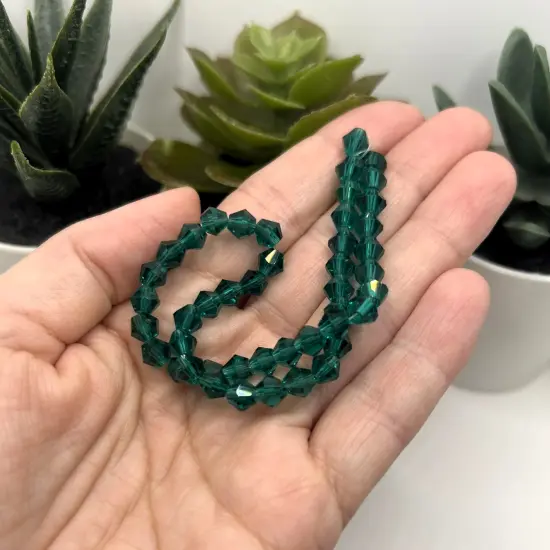 1 or 4 Strands 6x6mm Sea Green Bicone Beads, Imitation Crystal, Grade AA {3}
