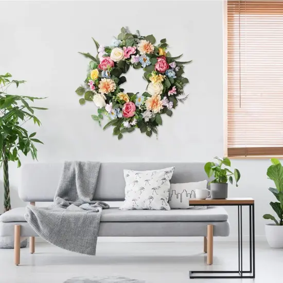 24Inch Spring Wreaths for Front Door, Spring Wreaths, Peony Wreaths for Front Door {5}