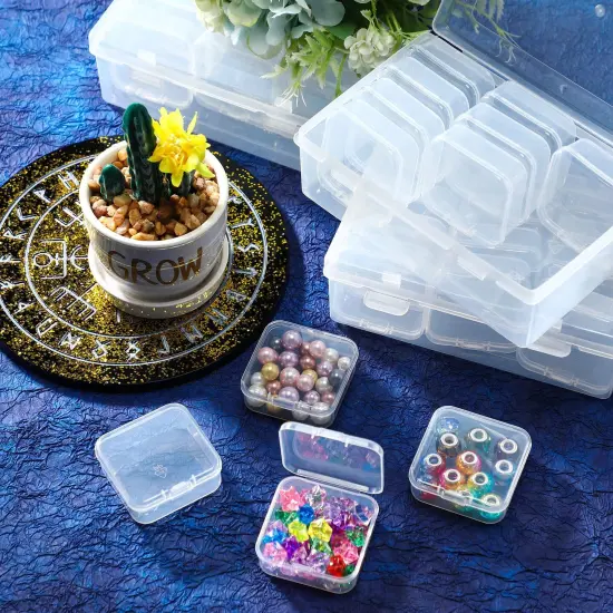 3 Sets Clear Plastic Storage Cases Small Beads Organizer Container Transparent Boxes with Hinged Lid for Small Items with Hinged Lid and Rectangle Clear Craft Supply Cases(2.12 x 2.12 x 0.79 Inches) {1}