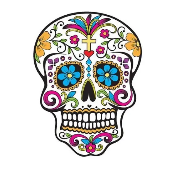 Sugar Skull Colorful Birthday Day of the Dead ~ Edible Cake Cupcake or Cookie Topper!!! {1}