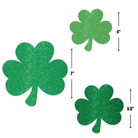 Mini Glitter Green Shamrock Paper Cutouts (4" - 7") Pack Of 10 | Perfect Decorations For St. Patrick's Day Celebrations, Irish-Themed Parties & DIY Crafts {5}