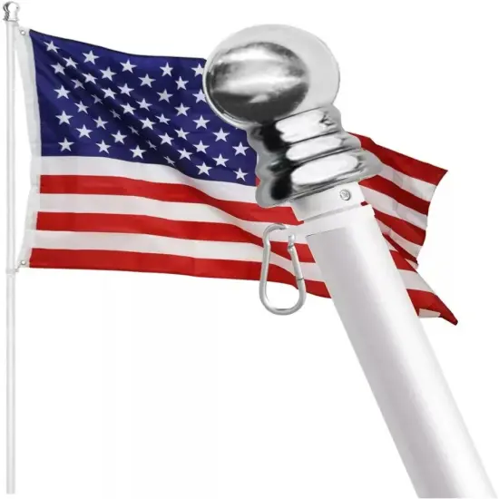 Tangle Free Spinning Flag Pole Aluminum 6FT Two Piece Design Durable Rust Free Silver gray {7}