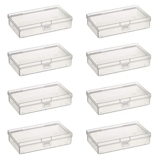 8 Pieces Rectangular Empty Mini Clear Plastic Organizer Storage Box Containers with Hinged Lids for Small Items and Other Craft Projects (135 x 80 x 30 mm) {1}