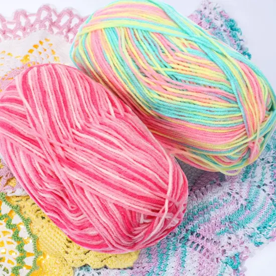 6 Pieces 50 g Crochet Yarn Multi-Colored Acrylic Knitting Hand Knitting Weaving Yarn Crochet Thread(3-Ply,Pink, Yellow Green, Multicolor, Blue, Yellow Red, Yellow Green Pink) {5}
