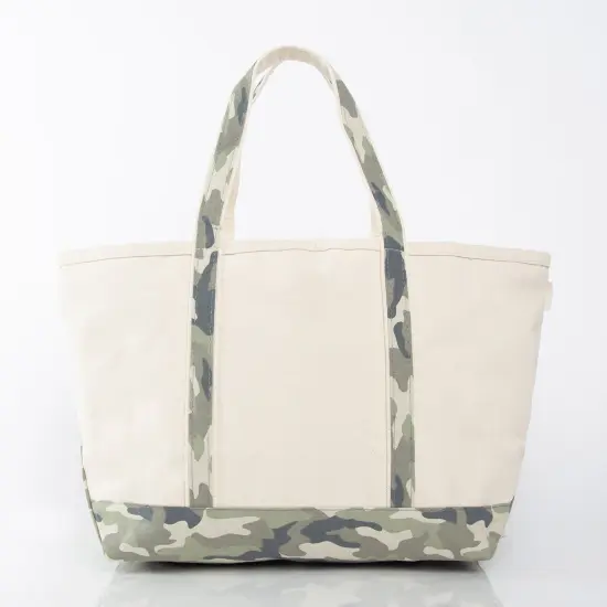 Large Classic Tote -- 18 oz. Heavyweight Durable Canvas -- Natural Canvas & Camo Color {2}