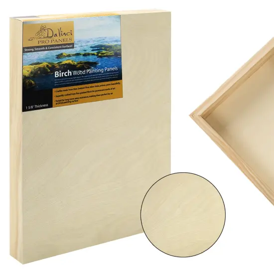 Da Vinci Pro Birch Wood Panel 7/8" Deep &ndash; Bundle of 4 Medium Rectangular Panels - Fine Textured, Warp Resistant, Lightweight & Rigid &ndash;For Mounting Sanded Pastel or Watercolor Paper, Linen or Canvas {3}