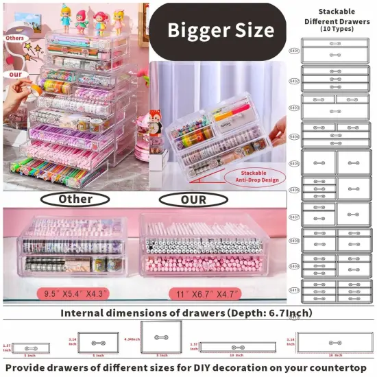 Clear Stackable Storage Bins,Plastic Storage Organizer and Small Drawer Organizer With 4 Drawers for Make Up,Skincare Product,Craft,Beauty and Desktop Drawers Organizer Storage {6}