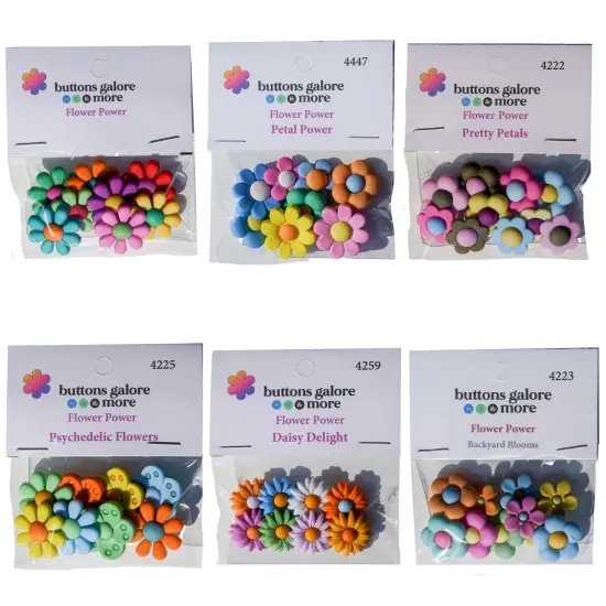 Assorted Flower Power Buttons &ndash; 50+ Piece Set for Sewing, Scrapbooking & DIY Crafts &ndash; Colorful Floral Designs {2}