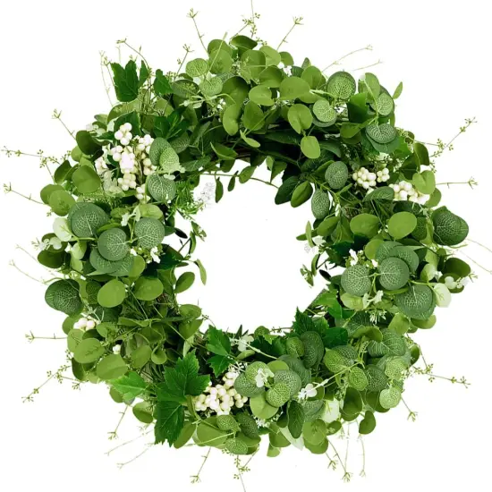 Eucalyptus Wreath 22-24 Inch, Spring Wreaths for Front Door Outside with White Berry {1}