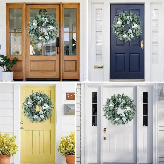 Front Door Wreaths, 20 Inch Spring Eucalyptus Greenery Wreath {5}
