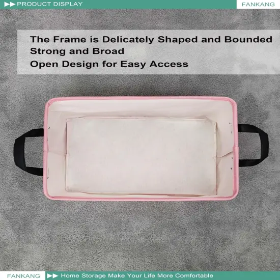 Storage Bins, Nursery Hamper Canvas Laundry Basket Foldable with Waterproof PE Coating Large Storage Baskets for Kids Boys and Girls, Office, Bedroom, Clothes,Toys(Rec-pink cloud ) {6}