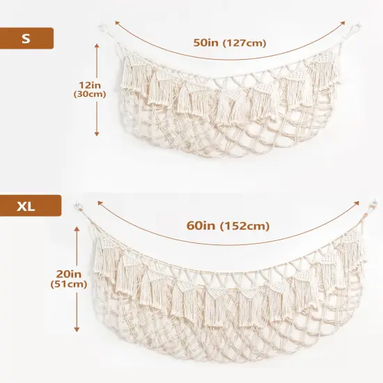 Stuffed Animal Storage Hammock with Lights- Boho Wall Hanging Plushie Net for Stuff Aanimal Organizer and Teddy Bear Storage, Small Toy Hammock for Kids Bedrooms Playroom Nursery(White Small) {4}