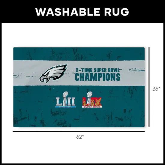 NFL Philadelphia Eagles 2025 Super Bowl LIX Multi Champ Tradition Washable Rug 36X62 Inches {5}