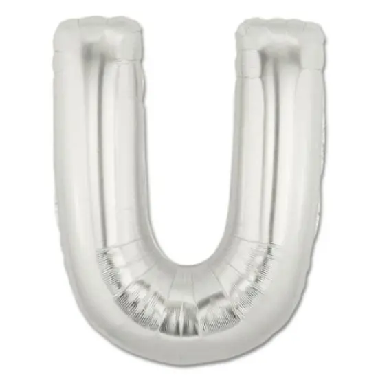 LETTER U FOIL BALLOON Metallic Silver {1}