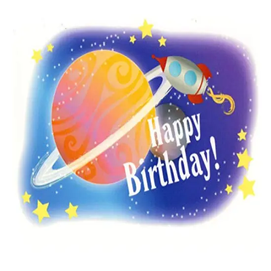 Space Birthday Edible Icing Image (1/4 Sheet) {1}