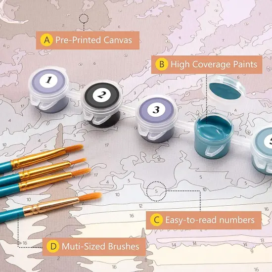 3 Pack - Moon Lake Landscape DIY Painting by Number Kit,9x12 Inch, Include 10 Multi-Sized Brushes {4}