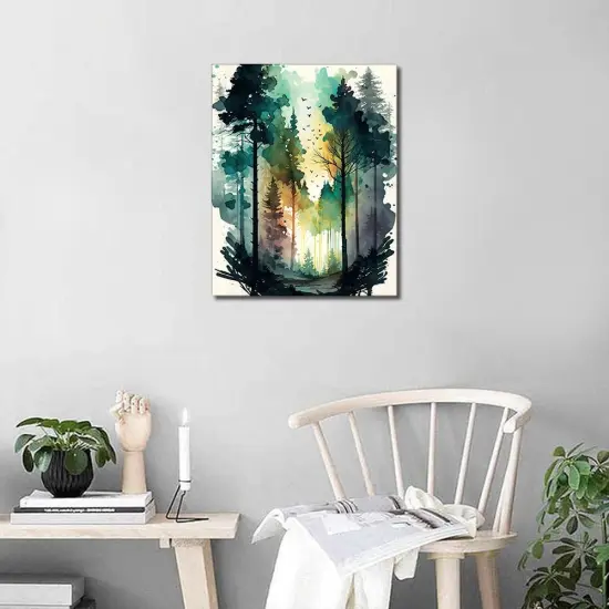 Forest Paint by Numbers Watercolor Landscape,16x20inch {2}