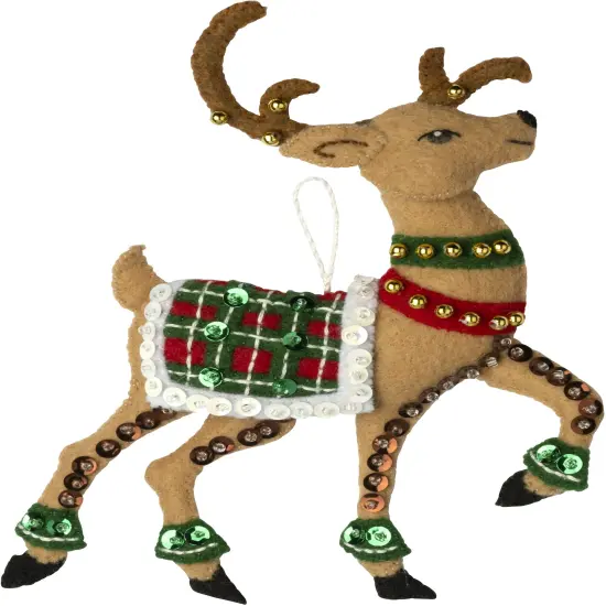 Bucilla Felt Ornaments Applique Kit Set Of 6-Festive Reindeer {3}