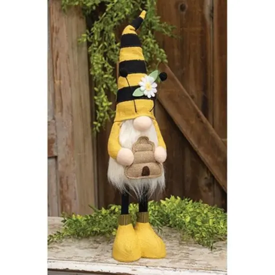 Honey Bee Hive Gnome Figurine with Burlap Fabric and Bumblebee Theme {2}
