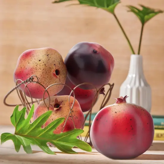 6 PCS Artificial Pomegranates Fake Realistic Simulation Fruits {2}