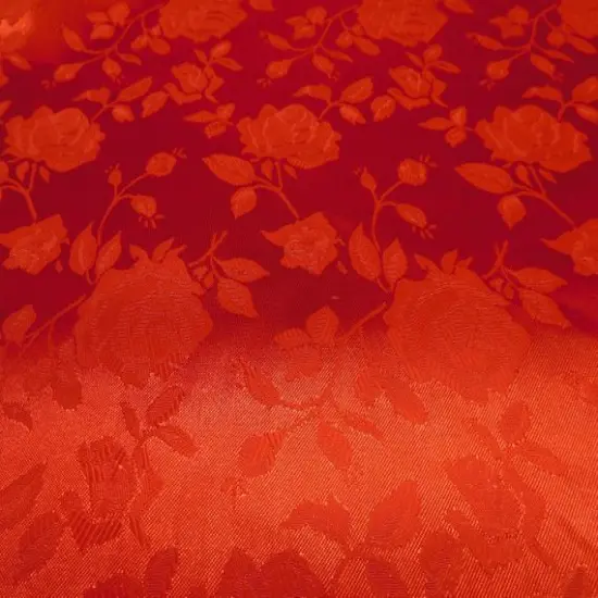 1 Yard Red Floral Jacquard Satin Fabric for Dresses Jackets Skirts Upholstery 54/56" Width 100% Polyester {3}