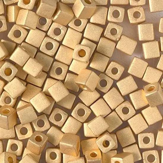 Miyuki 4mm Cube, #191F, Matte 24kt Gold Plated, 5 grams {1}