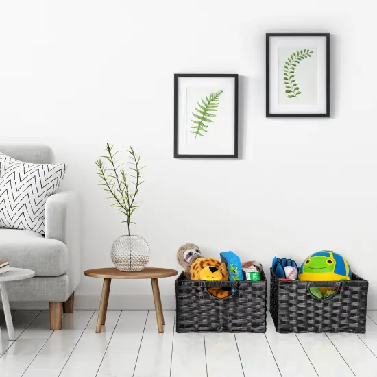 Seville Classics Handwoven Basket (2-Pack) Black {2}