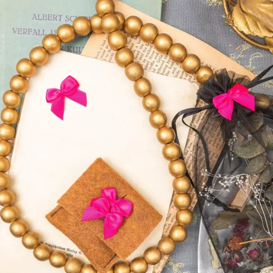 Mini Satin Ribbon Bows for Crafting (Rose Red, 1 Inch, 350-Pack) {3}