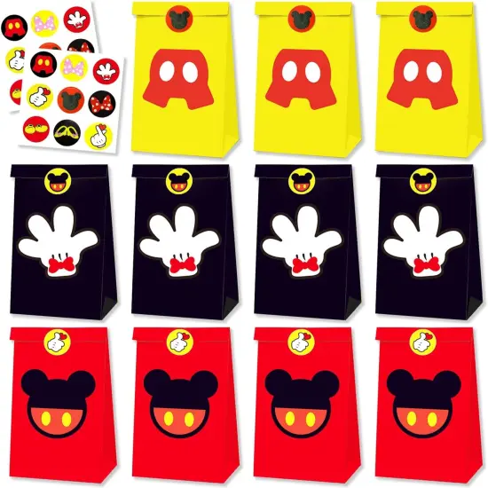 24Pcs Mouse Party Bags with Stickers Paper Supplies {1}
