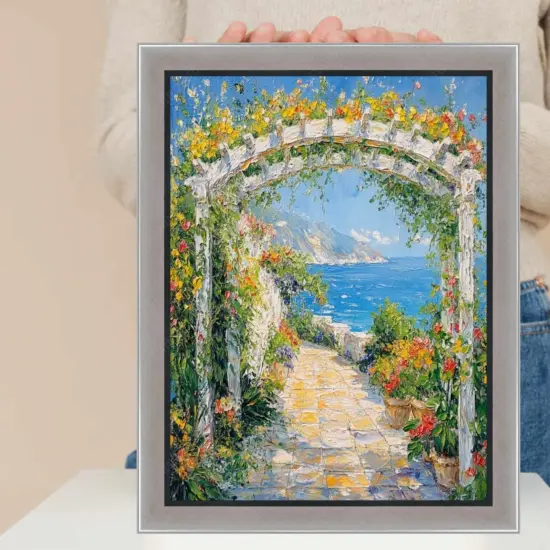 Contemporary Silver With Black Picture Frame 24x48 frame {1}