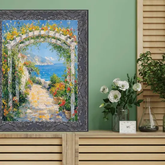 Renaissance Silver Black Ornate Picture Frame 8.5x11 frame {4}