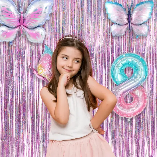 Pink Tinsel Curtain Party Backdrop - GREATRIL Foil Fringe Curtain Lilac Pink Party Streamers for Princess Bachelorette Euphoria Theme Party Decorations - 2 Packs {5}