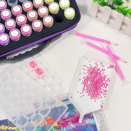 Diamond Painting Storage Containers,60 Slots Diamond Painting Accessories Kits Diamond Art Accessories and Tools for Craft Jewelry Rhinestones Bead Organizer (Purple) {4}