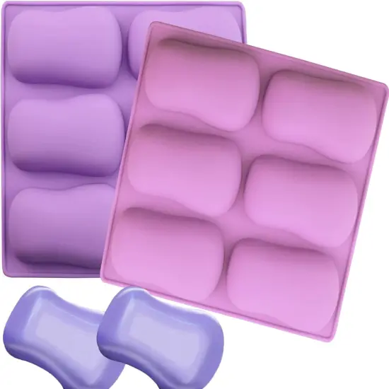 2 Pack Oval Silicone Soap Molds，6 Cavity Soap Molds for Soap Making Silicone Molds for Soap Bath Bombs Shower Steamer Lotion Bars {1}