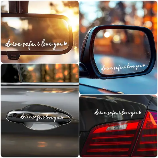 Wrapables Drive Safe, I Love You Car Rearview Mirror Window Decal Sticker (Set of 3) {3}
