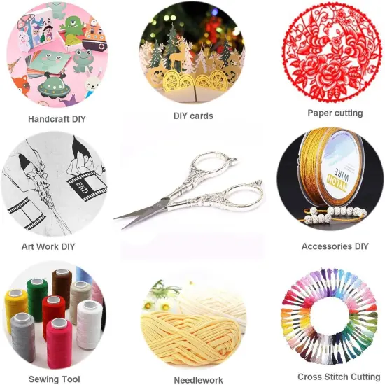 Vintage European Style Scissors Stainless Steel for Cross Stitch Cutting Embroidery Sewing Handcraft Craft Art Work DIY Tool(Silver) {4}