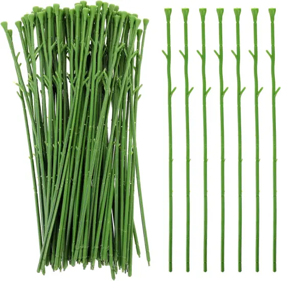 100Pcs Floral Wire Stem Plastic Artificial Floral Green Stem Wire DIY Craft Bouquet Making Floral Arrangement Tools {1}