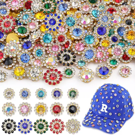150 Pcs 3 Sizes 10 Mixed Colors Sew on Rhinestones, Crystal Glass with Metal Base Flower Shape Claw Flatback Rhinestones for Crafting, Bedazzling Rhinestones for Clothes Shoes & Sewing Accessories {1}