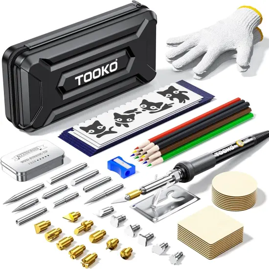 96pcs Wood Burning Kit, Professional Wood Burner Pen Tool, Creative Tool Set Adjustable Temperature WoodBurner for Embossing/Carving,Suitable for Beginners,Adults (BLACK) {1}