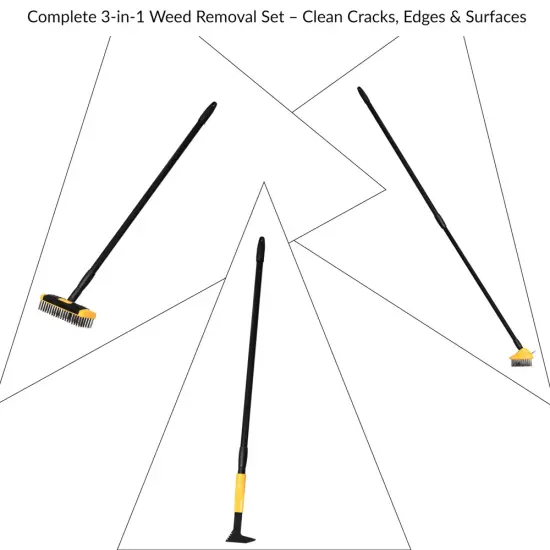 Gardenised 4-in-1 Durable Crack Weeder, Scraper, Moss & Debris Remover, and Cleaning Brush with 2 Replaceable Bristle Heads for Lawn, Patio, Driveway, Exterior Wall, and Yard Maintenance {5}