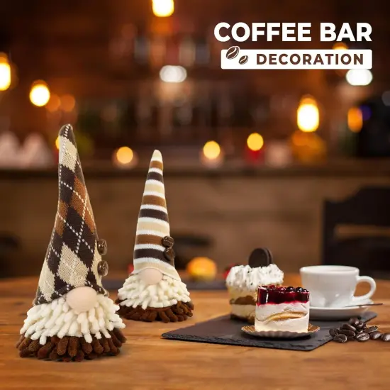 2PCS Cute Coffee Gnomes Fall Table {2}