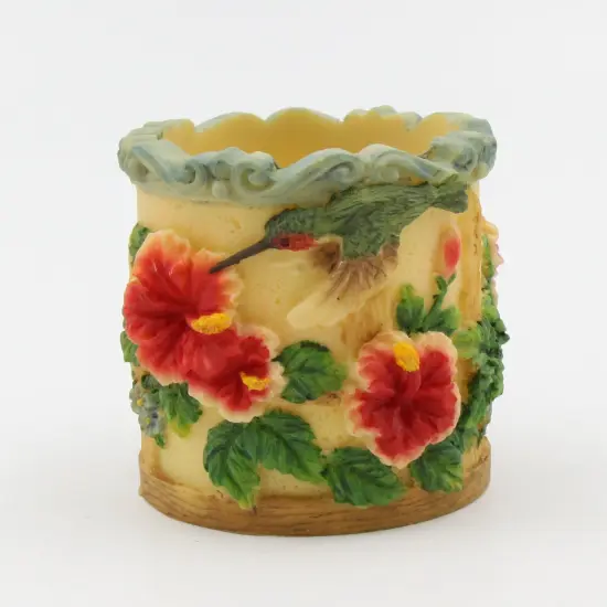 Polyresin Hummingbird with Hibiscus Flower Votive Candle Holder, Birdwatcher Gift, Gift for Her, Gift for Mom, Home Decor {2}
