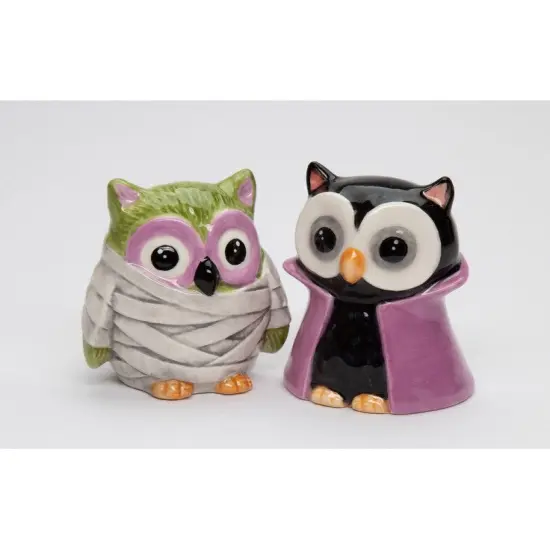 Ceramic Owl Dracula And Mummy Salt And Pepper Shakers, Home D&eacute;cor, Gift for Her, Gift for Mom, Kitchen D&eacute;cor, Fall D&eacute;cor, Halloween D&eacute;cor {3}
