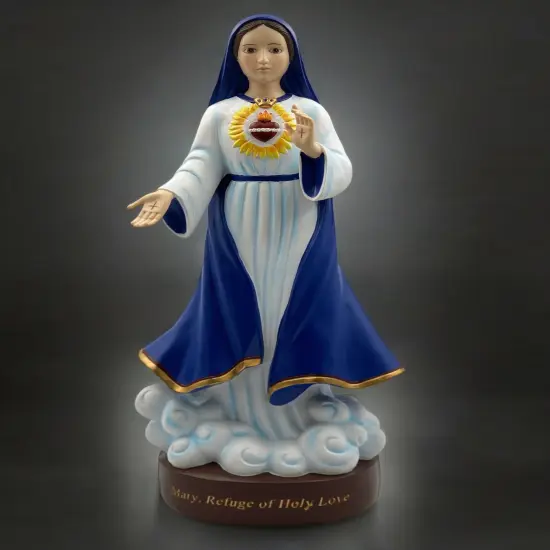 Ceramic Mother Mary Statue, Refuge of Holy Love, Religious Gift or Decor {2}