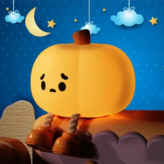 Cute Pumpkin Decor Silicone Night Lamp with 3 Level {1}