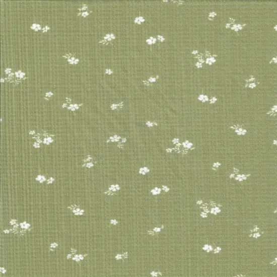 1 Yard Polyester Rayon Spandex Pointelle Ditsy Rib Print Fabric 58/60" Width SAGE {1}