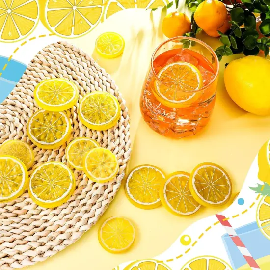 60 Pcs Fake Lemons Decor Mini Simulation Fruit Lemon Slices {3}