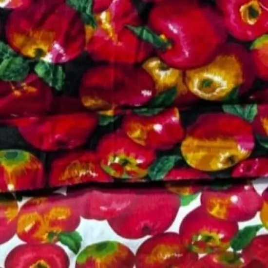 1 Yard Apple Print Poly Cotton Fabric 58" Wide Soft Material for Apparel & Accessories White {2}