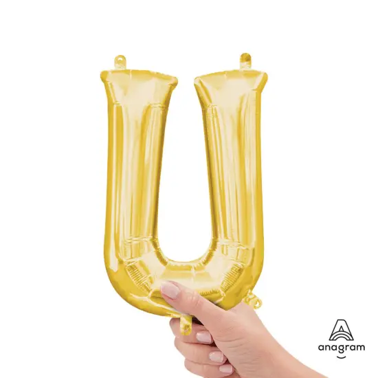 Anagram&reg; 16" Gold Letter U Balloon Air Fill Only Foil Mylar {3}