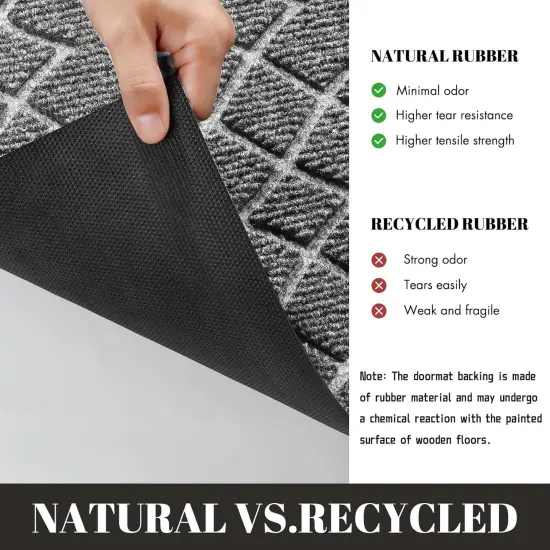 Front Door Mat Outside Entrance, All-Weather All-Season Welcome Doormat Outdoor Indoor, Natural Rubber, Stain and Fade Resistant, Low Profile, Easy Clean Patio Porch Mat, 29.5x17, Gray {4}